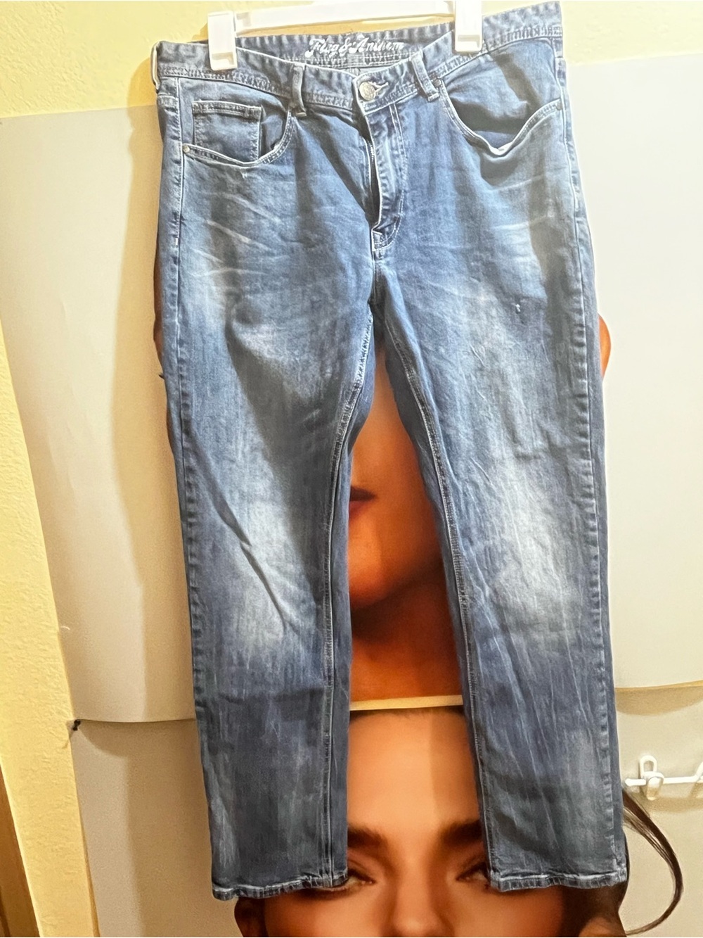 Slim Straight Men's Denim Jeans in Washed Blue